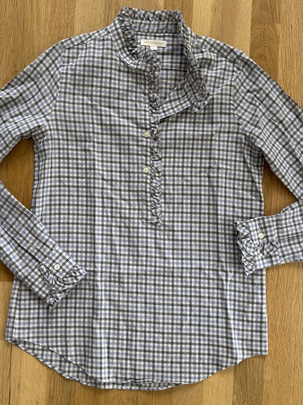 ANN MASHBURN Frill Shirt Popover Button-Down Shirt X-Small